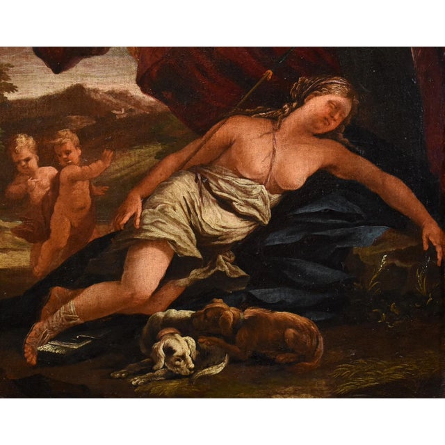 Guillaume Courtois / Il Borgognone, Diana & Cupid, 1650, Oil on Canvas For Sale - Image 12 of 15