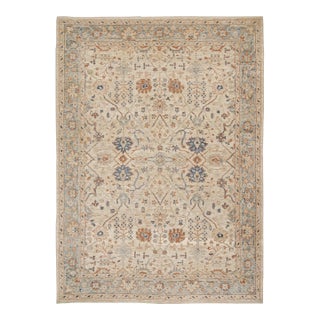 2010s Rug & Kilim’s Oushak Style Rug in Cream, Blue, Beige-Brown Geometric Patterns For Sale