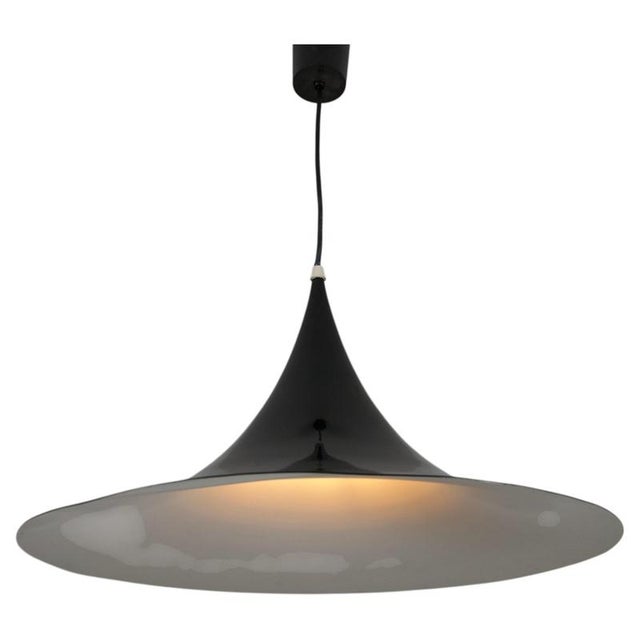 Black Round Pendant Lamp from Fog & Mørup, 1970s For Sale - Image 10 of 10