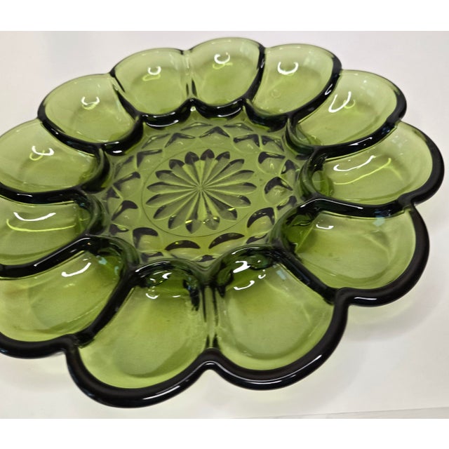 Postmodern Mid Century Avocado Green Egg Platter For Sale - Image 3 of 9