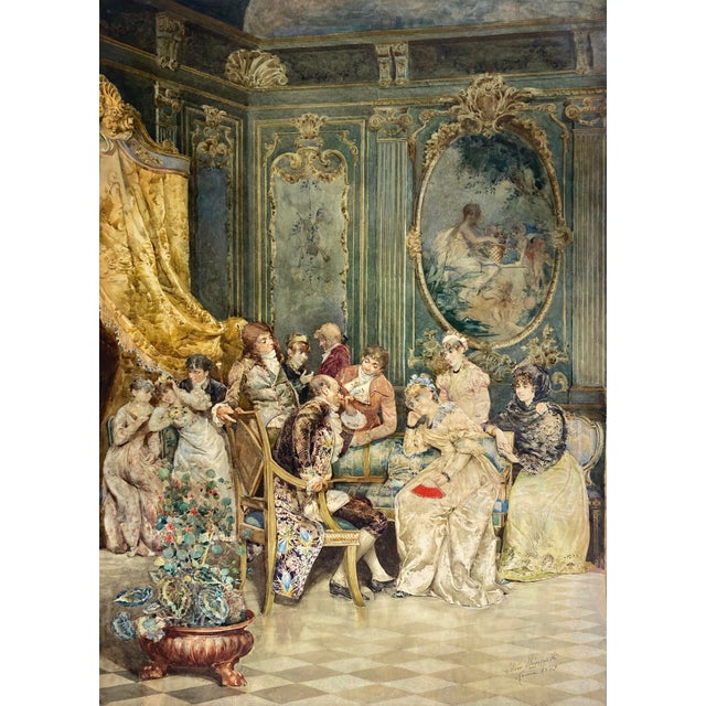 Ettore Simonetti (1857-1909) Italian An outstanding watercolor by this 19th century master of an 18th century depiction of...
