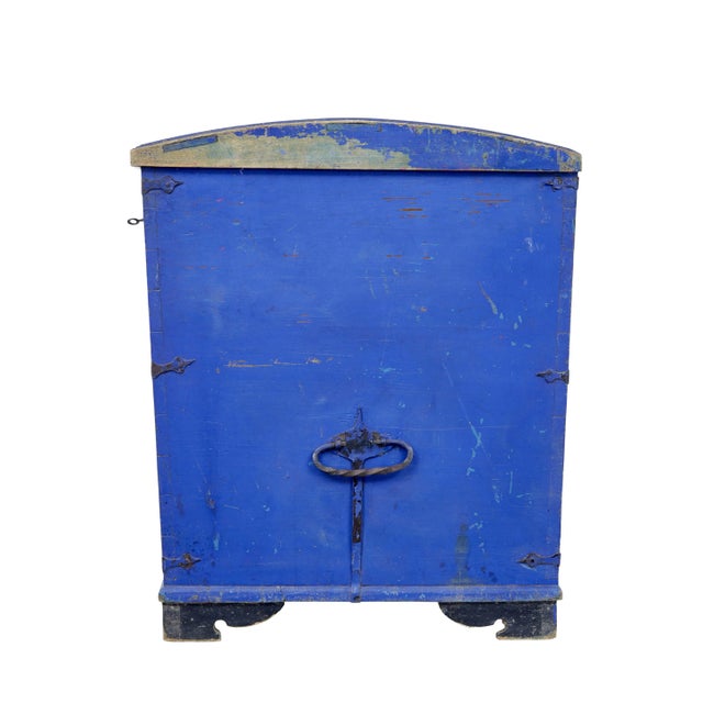 Wood Antique Painted Pine Dome Top Trunk, 1866 For Sale - Image 7 of 8