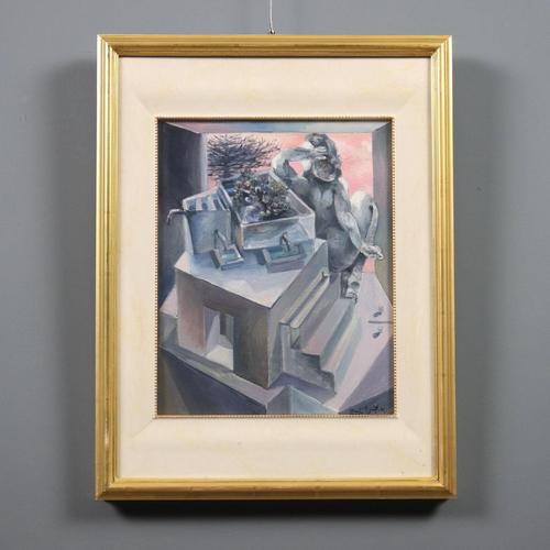 Ercole Pignatelli, Woman at the Window, Oil on Canvas For Sale - Image 12 of 12