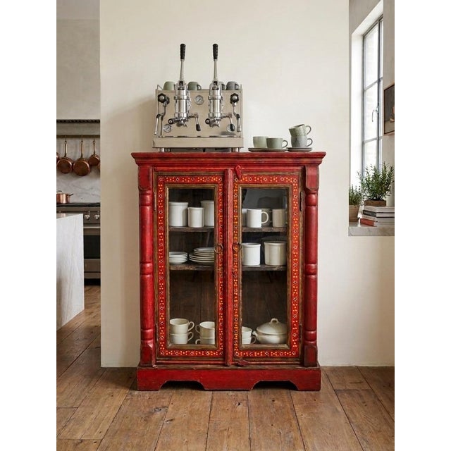 Capture the romance of global design with this mid-20th-century hand-painted Indian Almirah cabinet. Sourced from an...