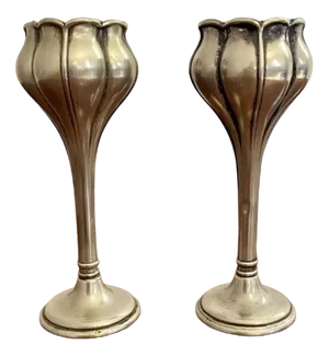 Art Nouveau Silver Plated Spill Vases, 1910, Set of 2
