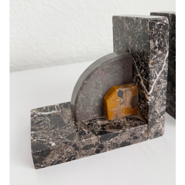 French Art Deco Mixed Marble Bookends - A Pair For Sale In Sacramento - Image 6 of 7