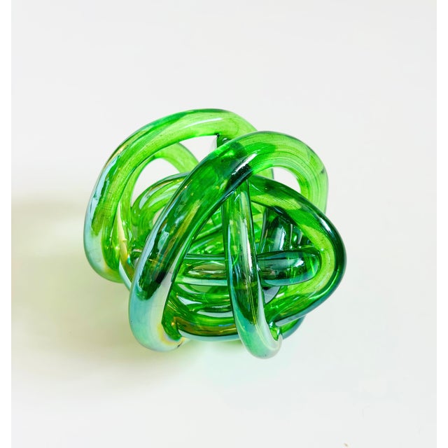 Late 20th Century Vintage Green Art Glass Knot For Sale - Image 5 of 8