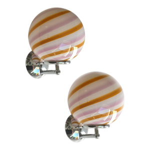 Set of Two Contemporary Amber and Pink "Rods" Murano Glass Wall Sconces