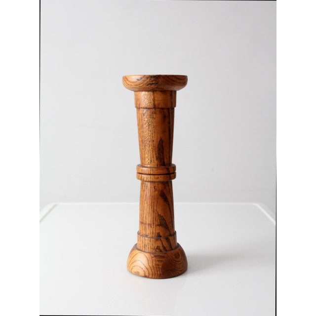 Vintage Oak Pedestal Stand For Sale - Image 4 of 9