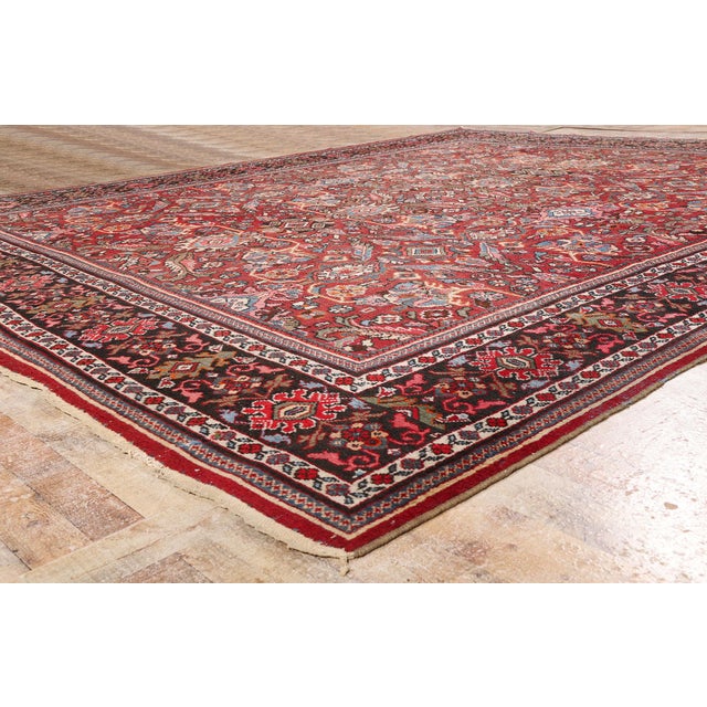 Red Antique Persian Mahal Rug, 11'01 X 13'07 For Sale - Image 8 of 10