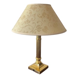 Empire Style Bedside Lamp in Fluted Gilt Brass, 1970 For Sale