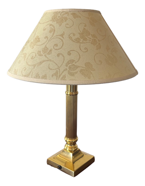 Empire Style Bedside Lamp in Fluted Gilt Brass, 1970