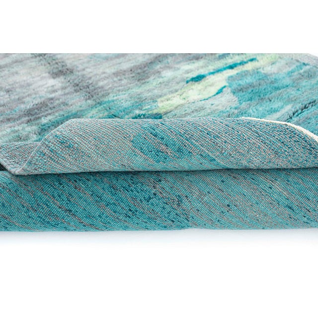 Abstract Horizon Hand-Knotted Moroccan Wool Rug | 9'11" X 6'6" | One of a Kind For Sale - Image 9 of 11