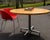 Round ‘Levels’ table by Geiger for Herman Miller, featuring a 48” wood top on a cast aluminum four-star base. Originally...