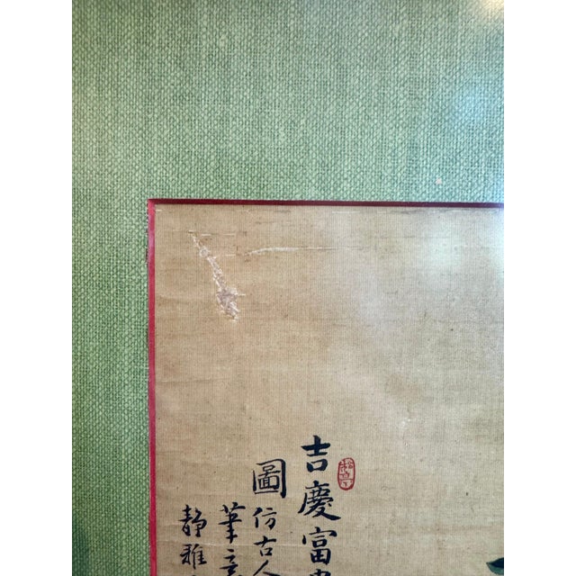 Asian Antique Antique Asian Painting on Silk For Sale - Image 3 of 4