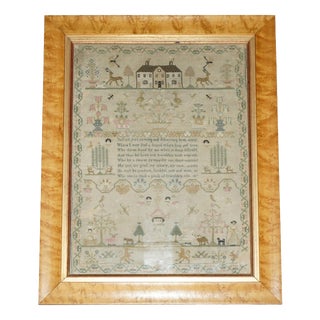 Antique George III Pictorial Friendship Sampler, 1798 For Sale