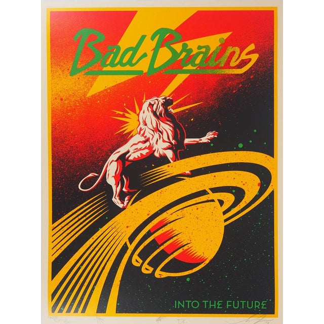 Shepard fairey aka obey giant and bad brains (1970) into the future original color screenprint and bad brains signed and...