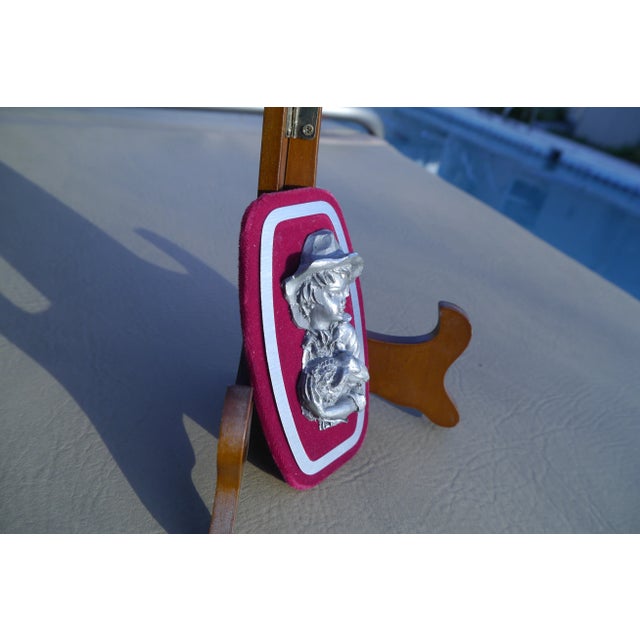 French Mid 20th Century 'Les Etains Du Galion' French Pewter Cameo Silhouette Young Boy With Lamb For Sale - Image 3 of 12