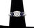 Platinum Round Diamond and Round Sapphire 3-Stone Engagement Ring, marked: "PT950 AJD". Width: 6.5 mm approx.; Ring size:...