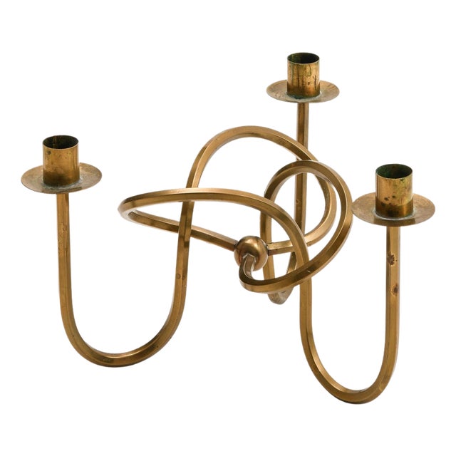 The Knot of Friendship Candleholder in Brass attributed to Josef Frank, 1938 For Sale