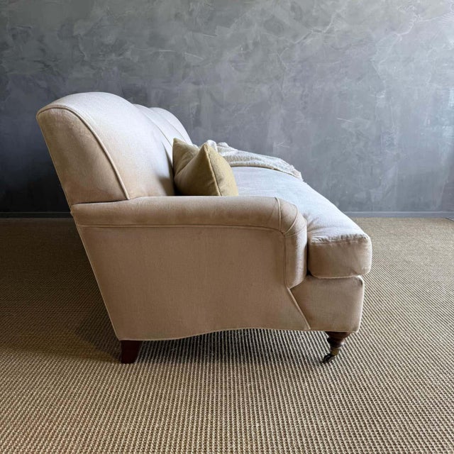 Custom Made Modern English Arm Sofa in Performance Linen Velvet - 96" For Sale In Los Angeles - Image 6 of 11