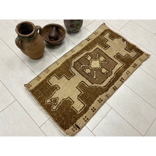 Small Antique Wool Carpet For Sale - Image 4 of 6