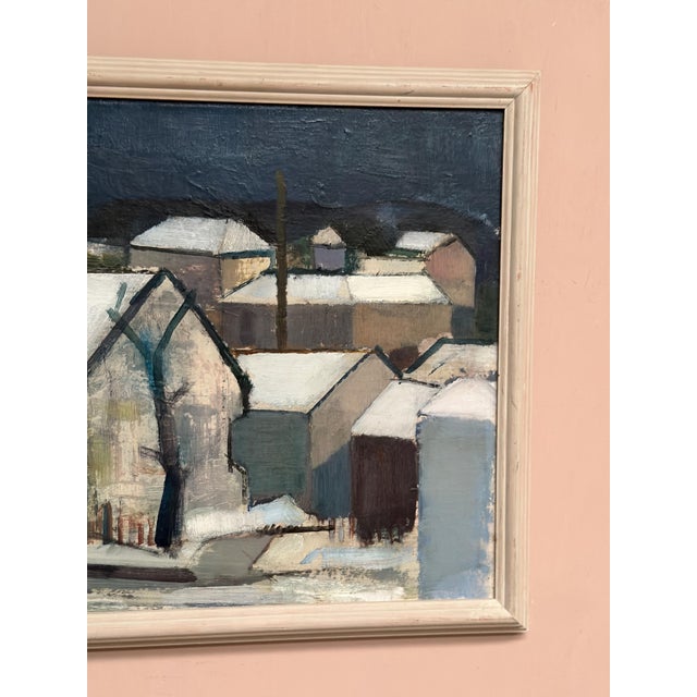 Helmer Forslund, Winter Night Over the City, 1950s, Oil on Canvas, Framed For Sale - Image 9 of 18