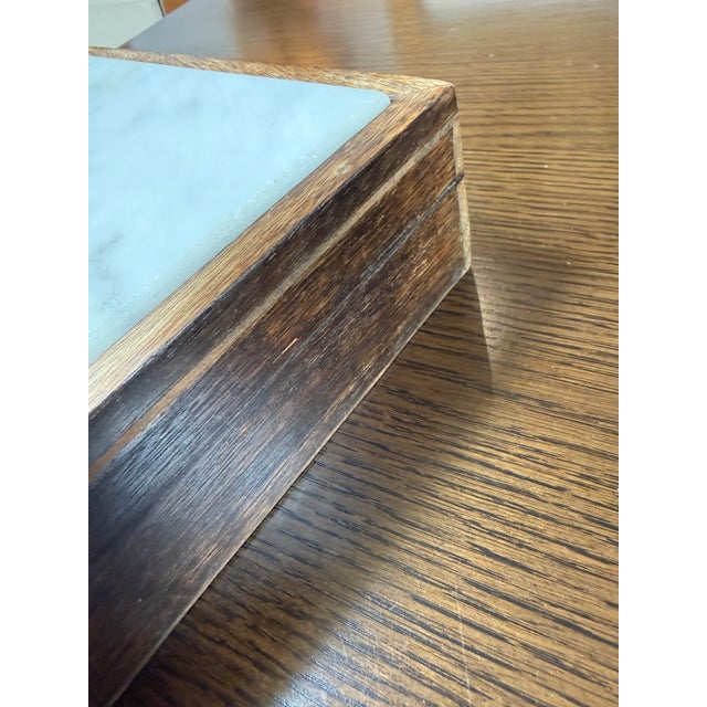 Blue Agate Slice, Marble, Wood Keepsake Box For Sale - Image 8 of 12