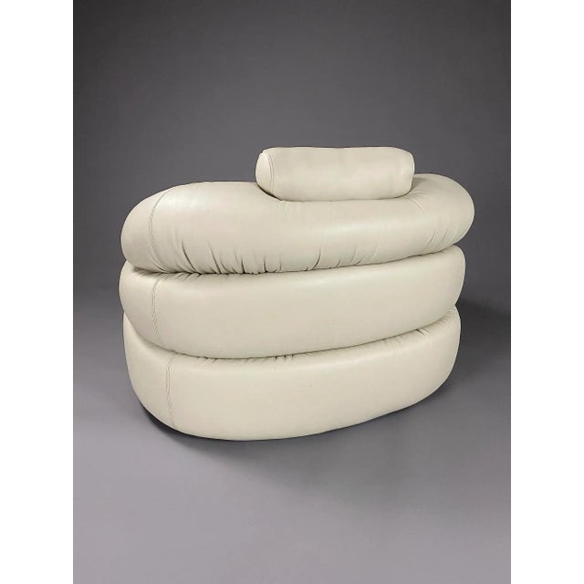 Animal Skin Mid-Century Modern Ivory Leather Straccio Lounge Chair from Zanotta, Italy For Sale - Image 7 of 15