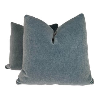 "Nevada Mohair" in Arctic Blue 22" PIllows-A Pair For Sale