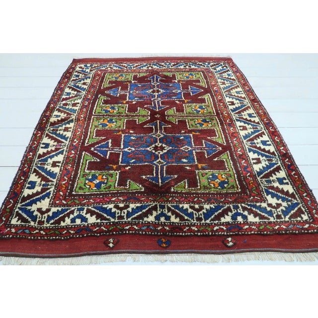 Mid-Century Modern Vintage Oriental Bergama Small Carpet Rug For Sale - Image 3 of 13