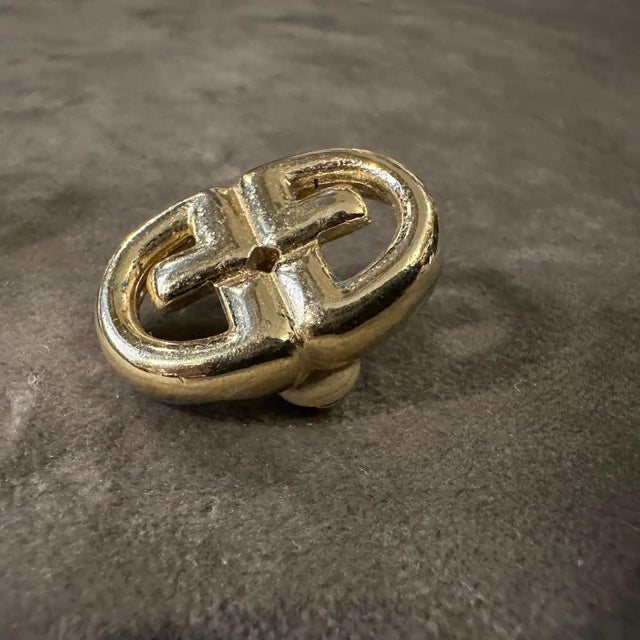 1980s Costume Jewelry Logo Gilt Metal Earrings by Givenchy For Sale - Image 6 of 12