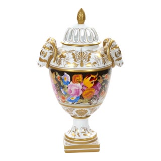 Antique German Meissen Porcelain Painted & Gilt Decorative Covered Urn For Sale