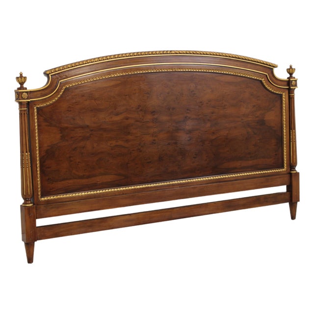 Karges King Size Walnut Gold Gilt Bed Headboard For Sale