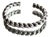 Vintage 1970s Modernist Open Cuff Bracelet With Braided Silver Tone Links For Sale