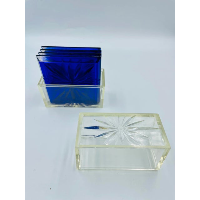 Mid 20th Century Mid-Century Lucite Set of 4 Coasters in Original Case For Sale - Image 4 of 12