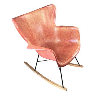 Lawrence Peabody for Selig Molded Fiberglass Wingback Rocking Chair For Sale