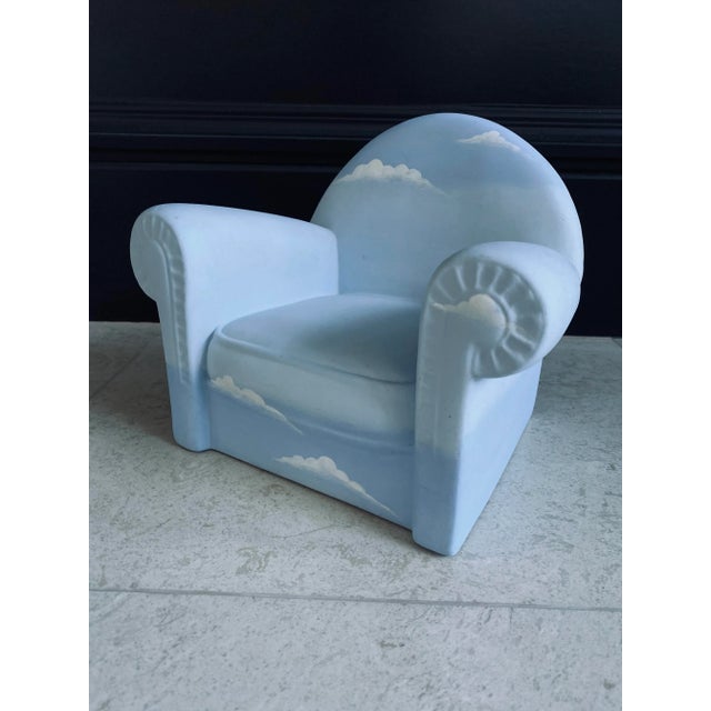1984 Sculpture - Italian L’aquilone Signed Handpainted Ceramic Chair With Clouds Sculpture For Sale - Image 4 of 10