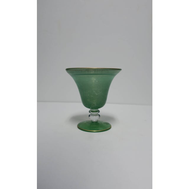 Vintage Glass Urn Vase in Green and Gold Chairish