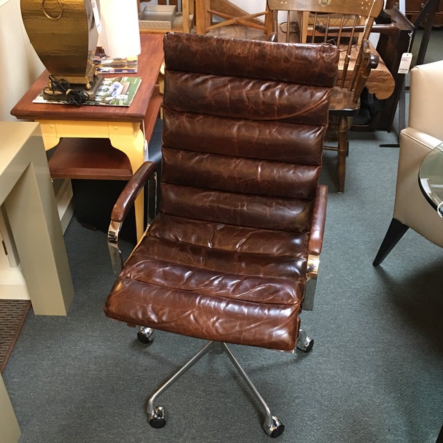 Restoration Hardware Oviedo Cocoa Leather Office Chair Chairish