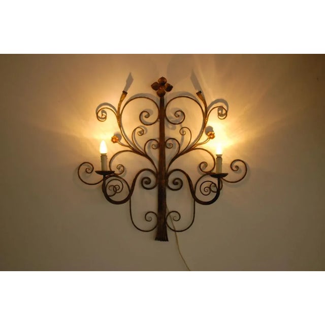 Mid-Century Modern Mid-Century Metal Floral Sconce, 1960s For Sale - Image 3 of 9