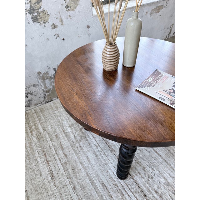 Round Walnut Table with Turned Legs, 1900s For Sale - Image 17 of 18
