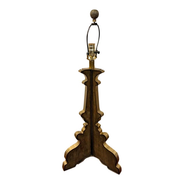 Currey & Co Wood & Brass Lamp. For Sale