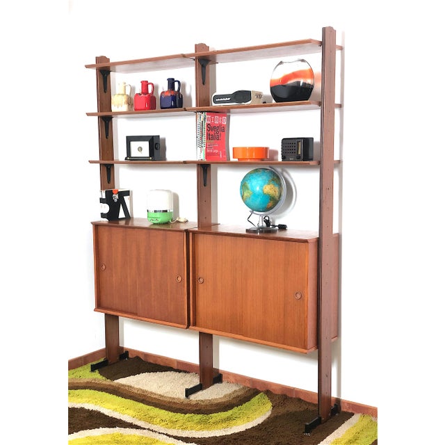Vintage Double-Sided Bookcase with 2 Bays, Italy, 1960s For Sale - Image 4 of 13