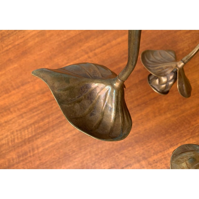 Vintage Brutalist Floral Metal Candleholder For Sale - Image 6 of 18