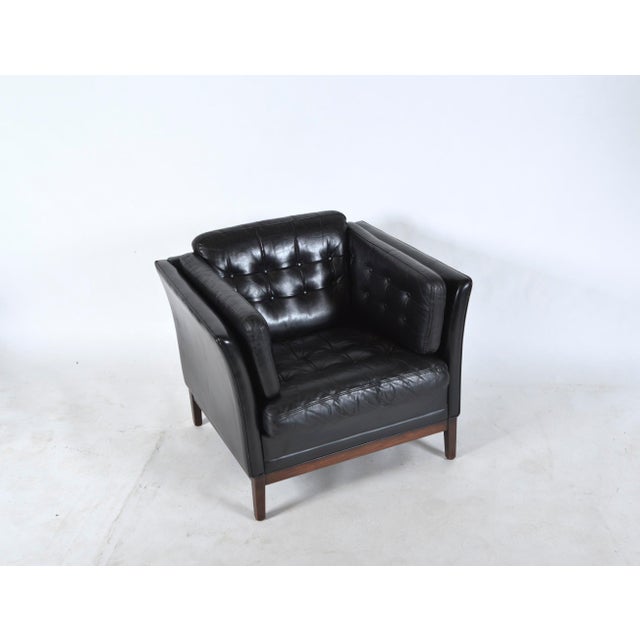 Danish Black Leather Lounge Armchair from Mogens Hansen, Denmark, 1960s For Sale - Image 13 of 18