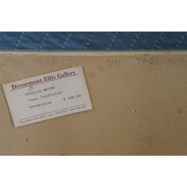 1991 Phyllis Meyer Southwestern Zuni Tradition New Mexico Watercolor Painting For Sale - Image 4 of 13