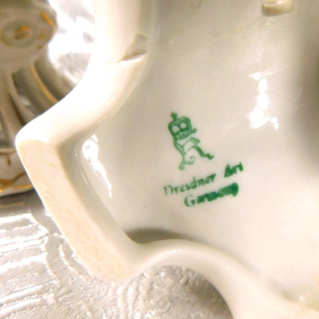 Dresden Footed Bowl With Angels and Three Dimensional Flowers For Sale - Image 12 of 18