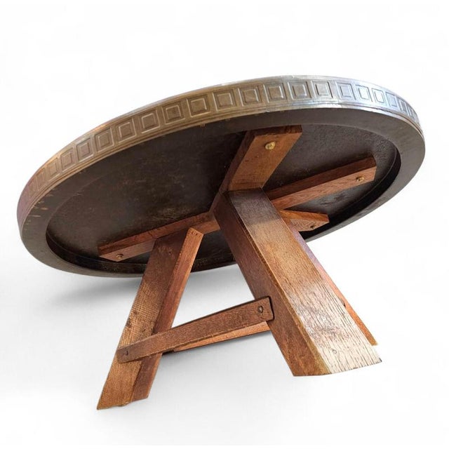 Round Brutalist Coffee Table with Brass Copper Top, 1960s For Sale - Image 11 of 18