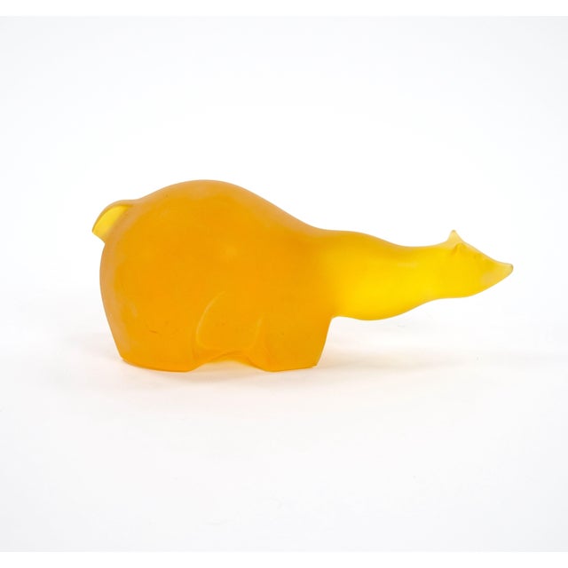 Orange Mid 20th Century Amber/ Orange Decorative Sculpture of a Bear For Sale - Image 8 of 10